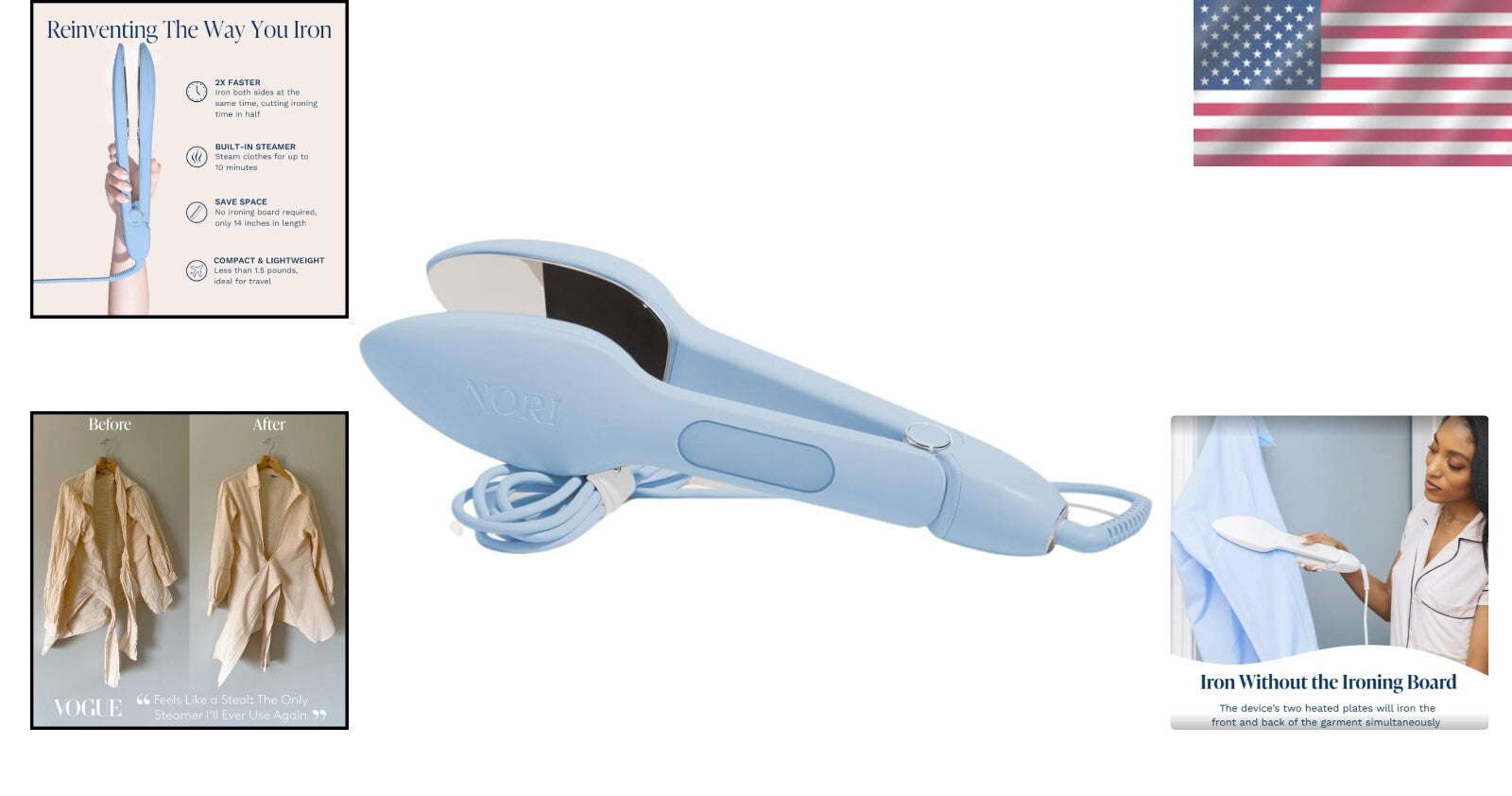 Easy-to-Use Handheld Steam Iron with 3-in-1 Functionality - No Board Needed