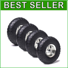 Load image into Gallery viewer, Universal 4.10/3.50-4 Heavy-Duty Tire and Wheel with Safety Inner Tubes - 4-Pack