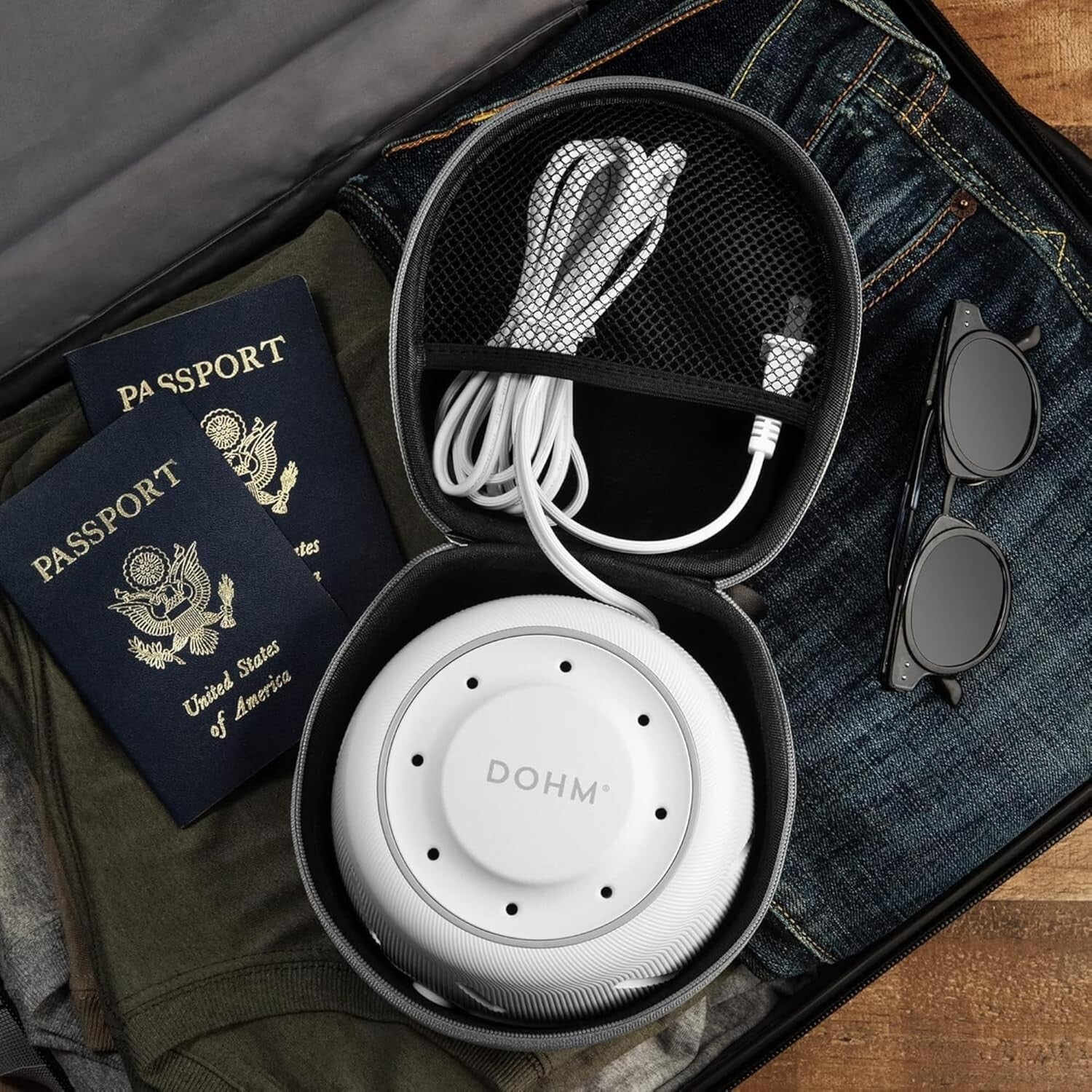 Dohm Gray & White Noise Machine Set with Protective Travel Case for Sleep Help