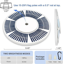 Load image into Gallery viewer, 136 LED Solar Flag Light with Auto On/Off for 15-25 Ft Poles - Waterproof