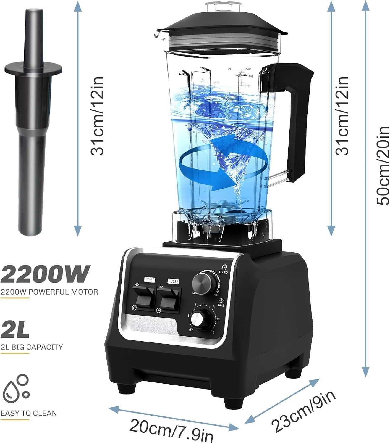 Versatile 2200W Blender for Smoothies & Juices - Perfect for Home & Commercial