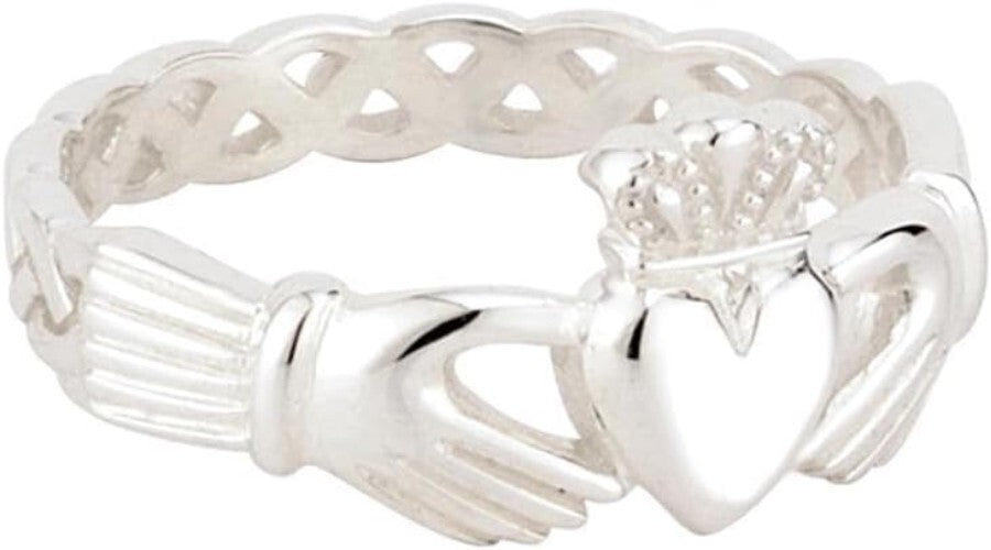 Elegant Sterling Silver Claddagh Ring with Braided Design - Perfect Gift for Her