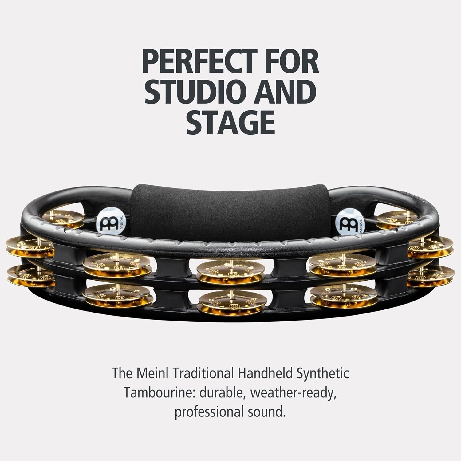 Durable Handheld Tambourine - Ergonomic Black Design with Double Row Jingles