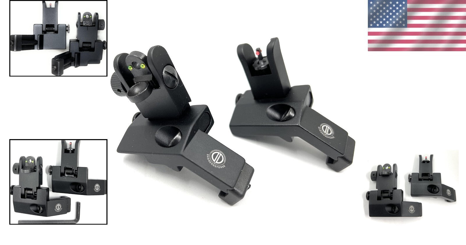 Aluminum Fiber Optic BUIS with Spring-Loaded Flip-Up for Archery Enthusiasts