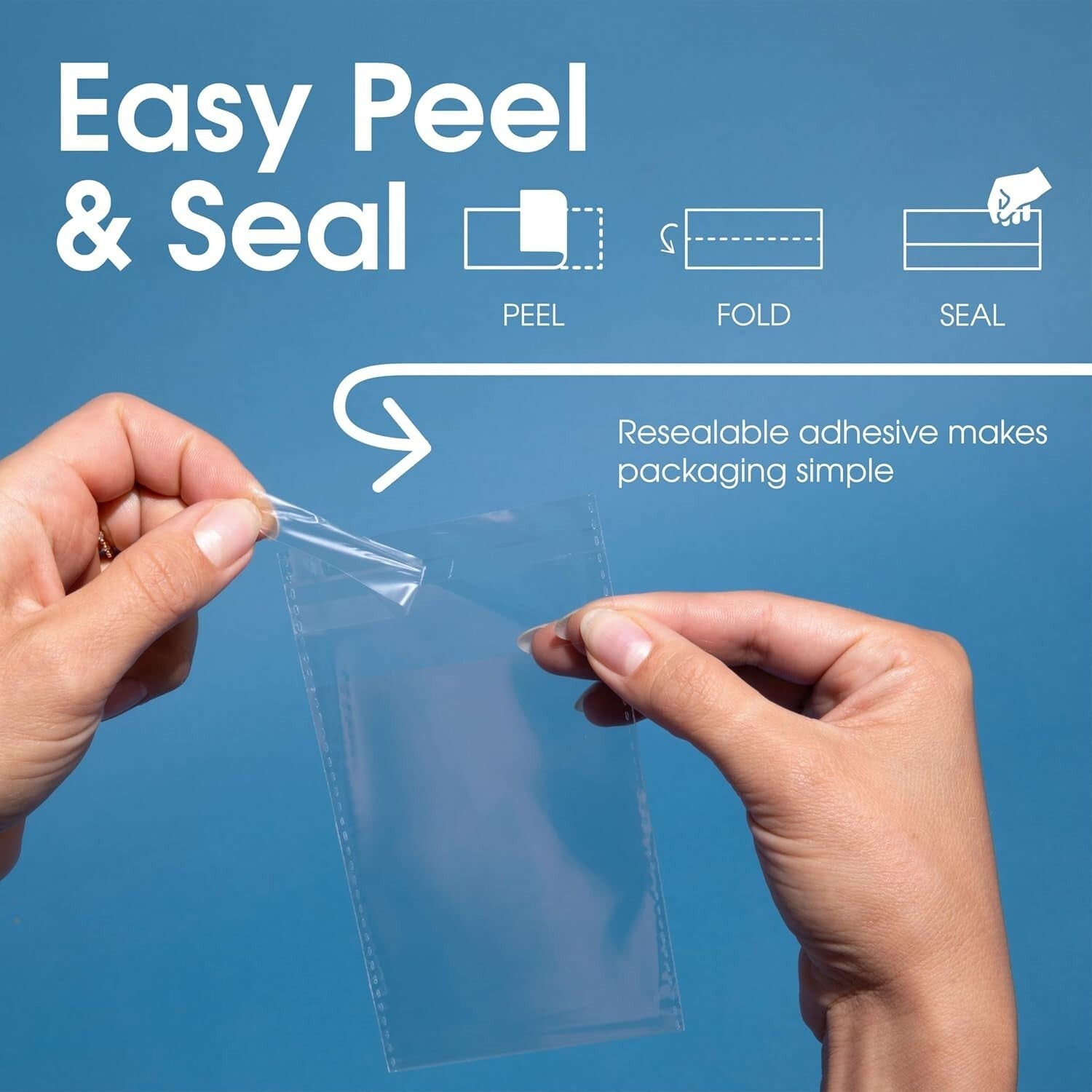 1000 Count 11"x14" Crystal Clear Self-Sealing Poly Bags with Reinforced Sides