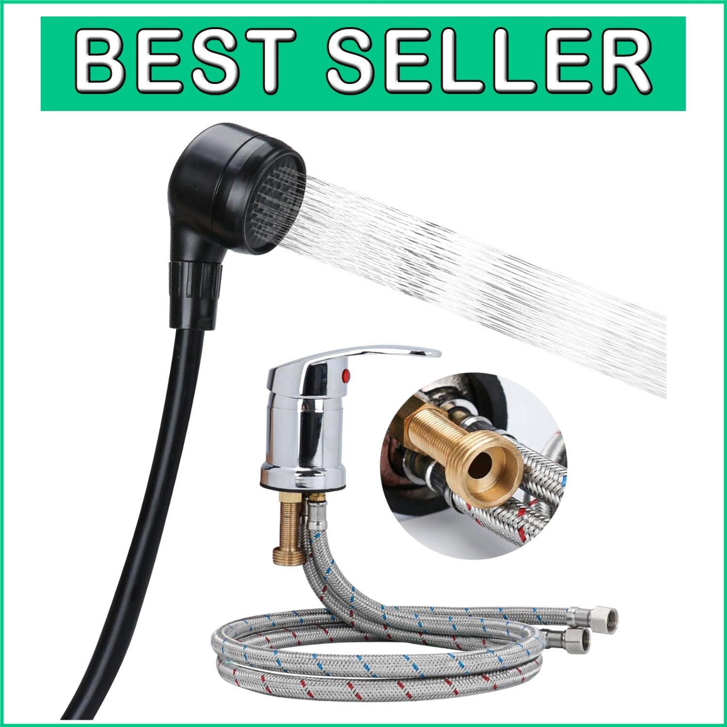 Chrome Brass Salon Shampoo Bowl Faucet & Sprayer Kit - Easy Install with Adapter