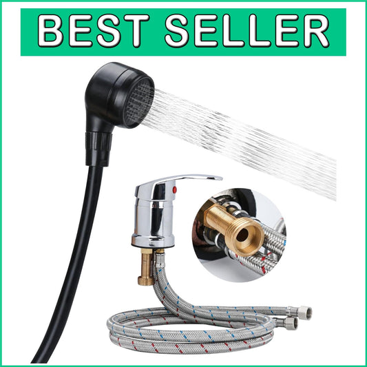 Chrome Brass Salon Shampoo Bowl Faucet & Sprayer Kit - Easy Install with Adapter