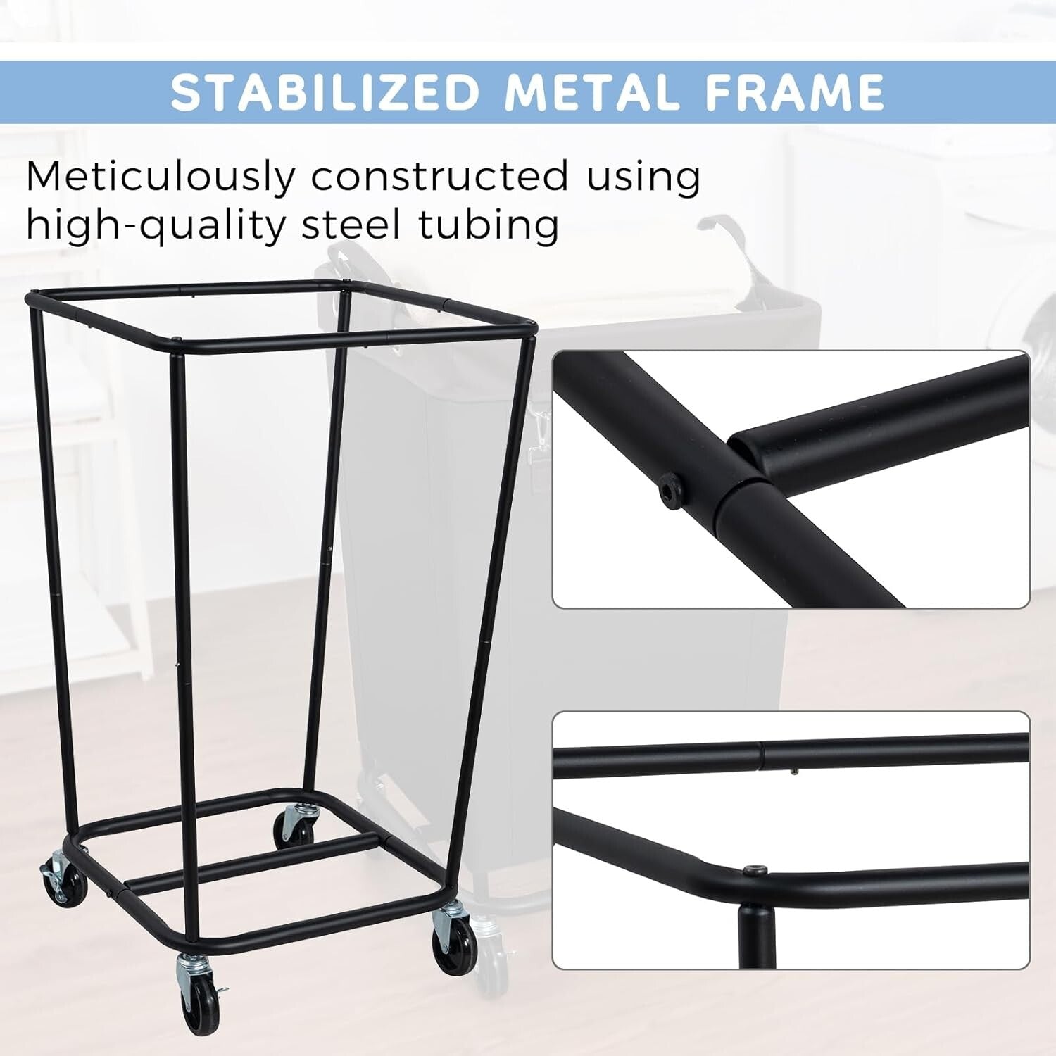 Large Capacity Black Laundry Hamper with Rolling Wheels - Easy Transport