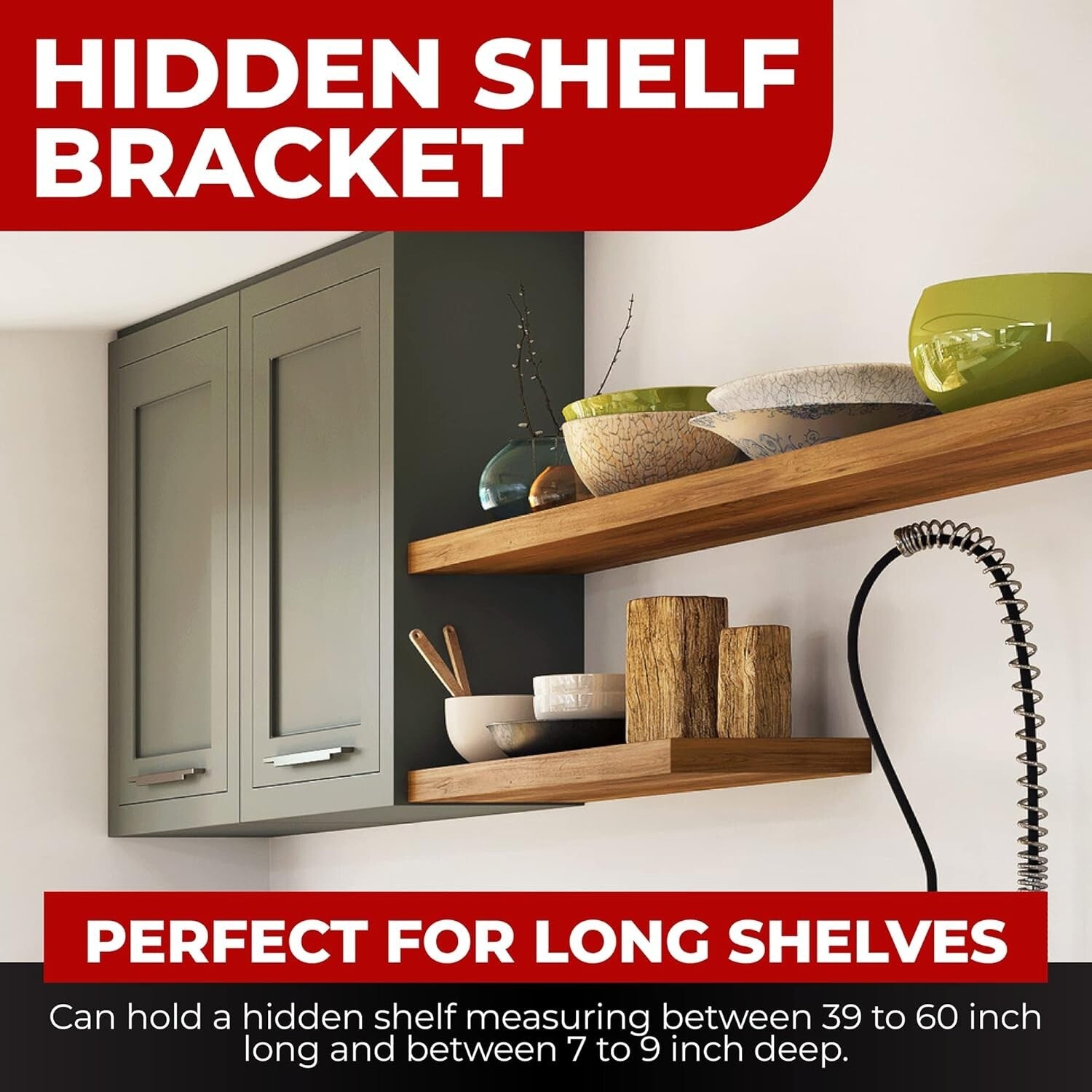 Complete Floating Shelf Bracket Set with Installation Hardware - 6 Inch Rods