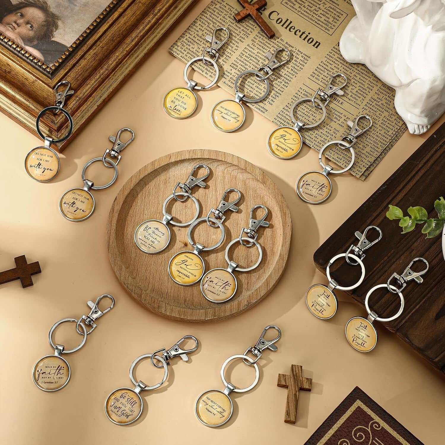 54-Piece Christian Keychain Set with Bible Verses - Inspirational Gifts for All