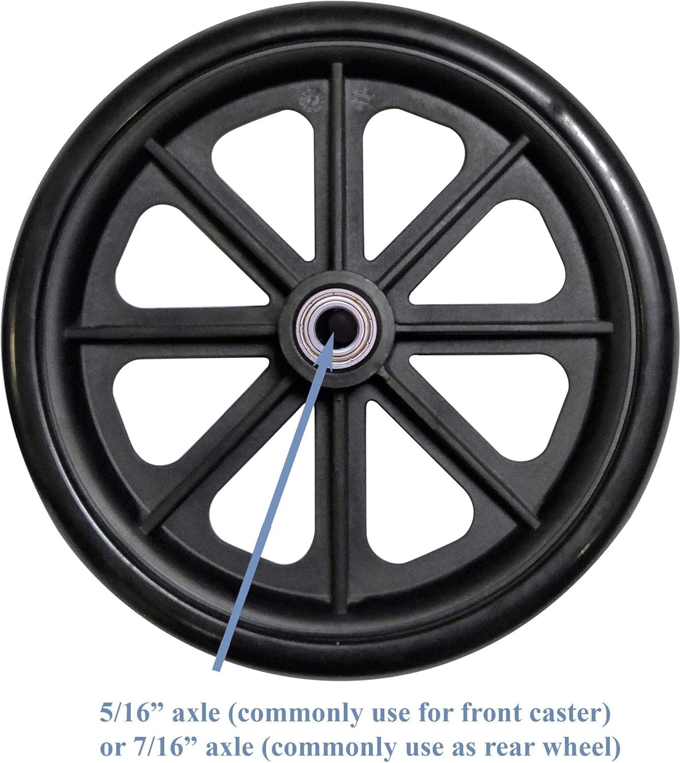 Durable 8" Caster Wheel Assembly - Non-Marking Rubber Tire for Mobility Aids