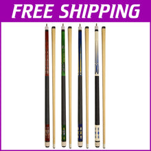 Load image into Gallery viewer, Premium Set of 4 Hardwood 58-Inch Pool Cues with Leather Tips for Billiards