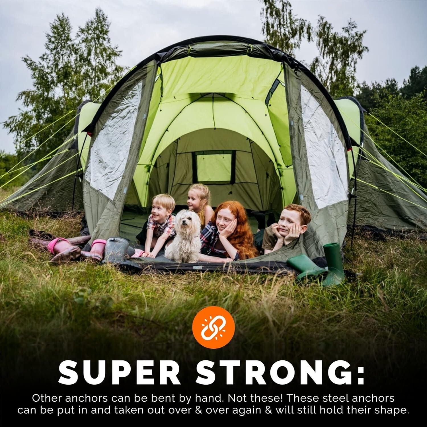 Durable Alloy Steel Ground Stakes – 16-Pack Heavy Duty Anchors for All Weather