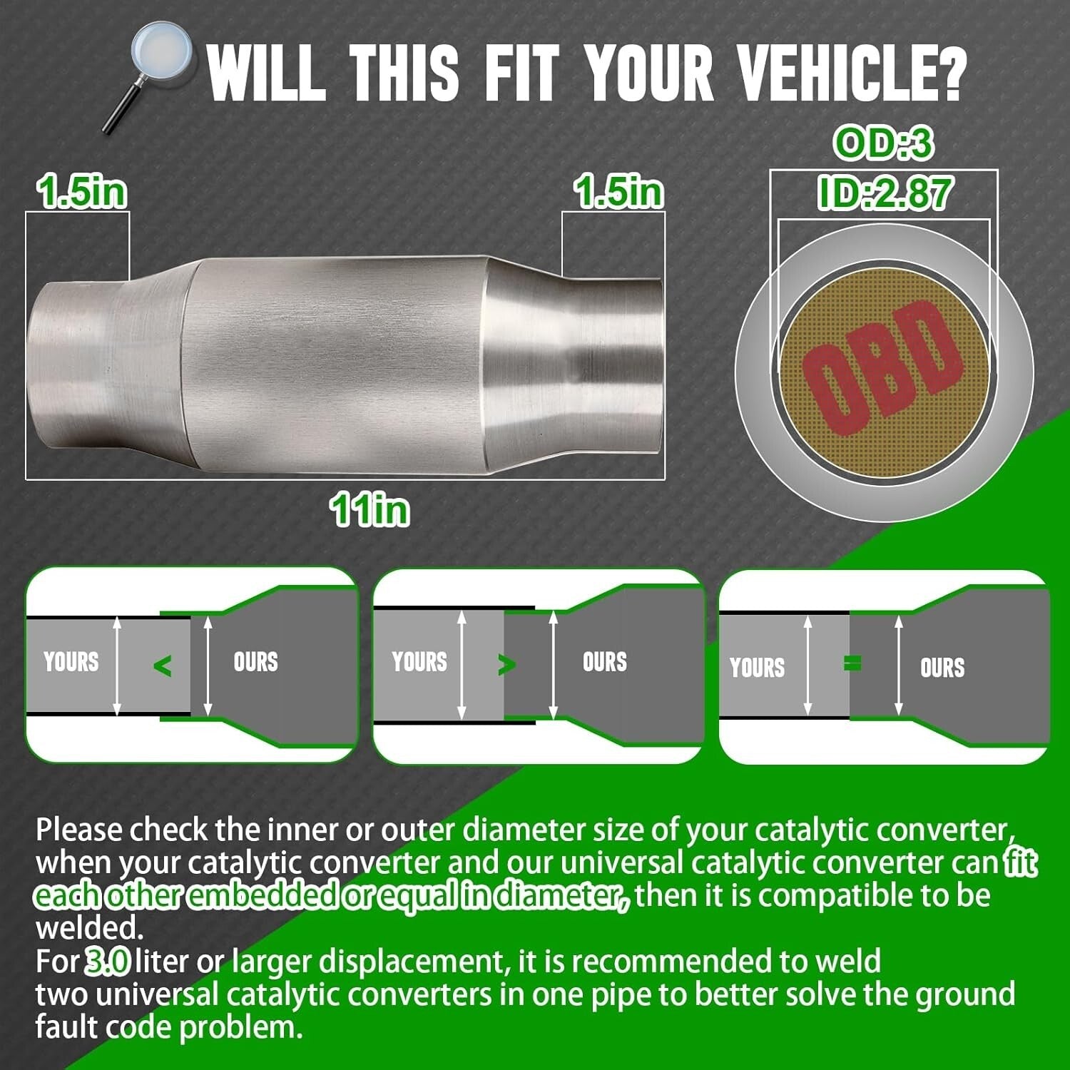 EPA Compliant 3 Inch High-Flow Catalytic Converter - Direct Replacement Solution