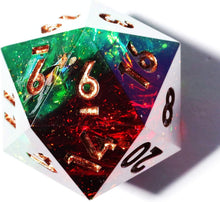 Load image into Gallery viewer, Handmade 7PCS Jungle Fire DND Polyhedral Dice Set - Eco-Friendly Craftsmanship