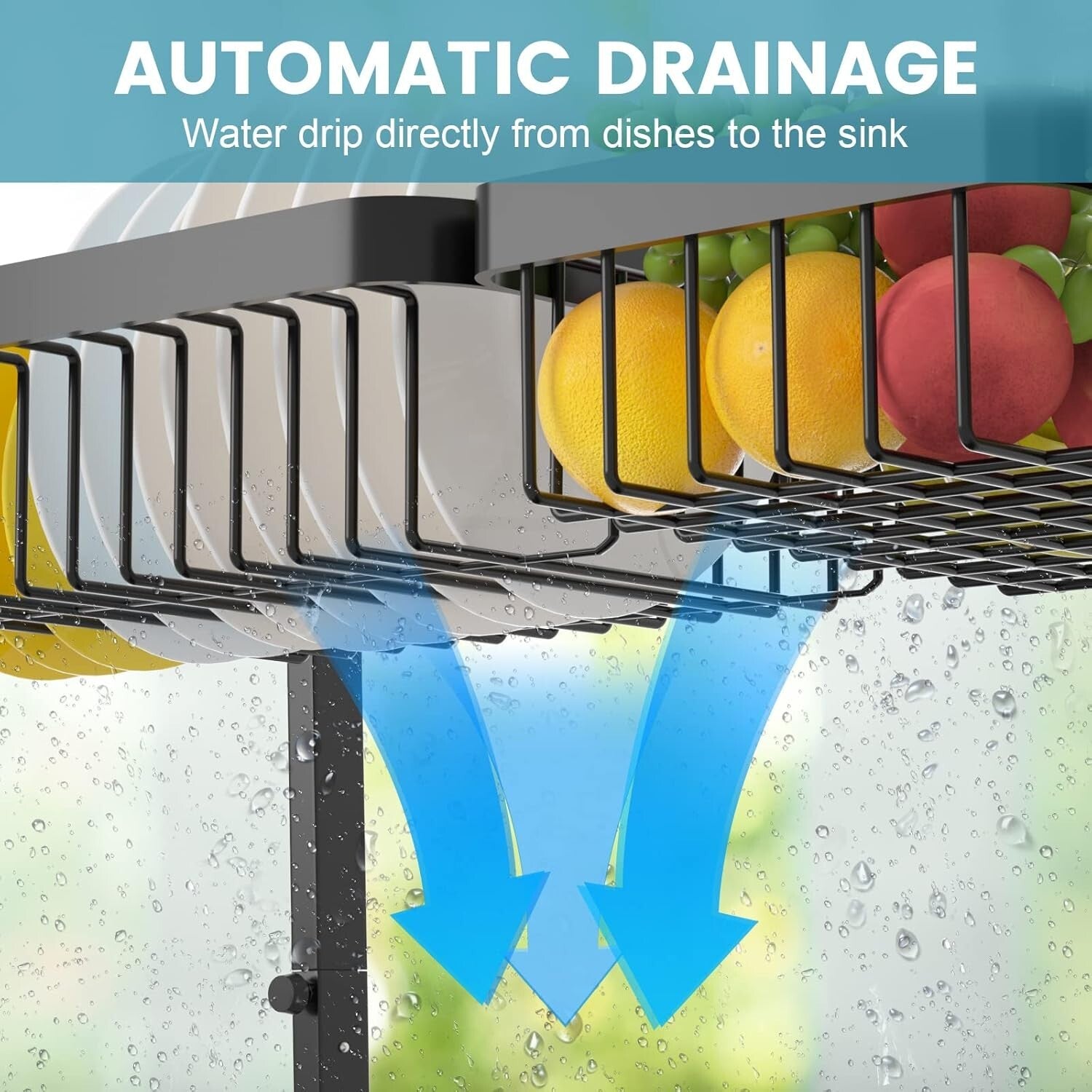 Adjustable 2-Tier Over The Sink Dish Drying Rack, Space-Saving Kitchen Organizer