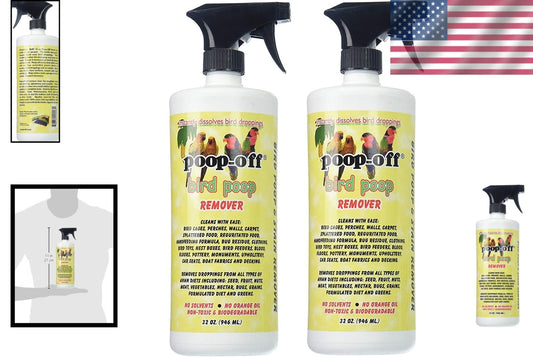 2 Pack 32 Oz Bird Waste Cleaner - Gentle Yet Effective on Furniture & Fabrics