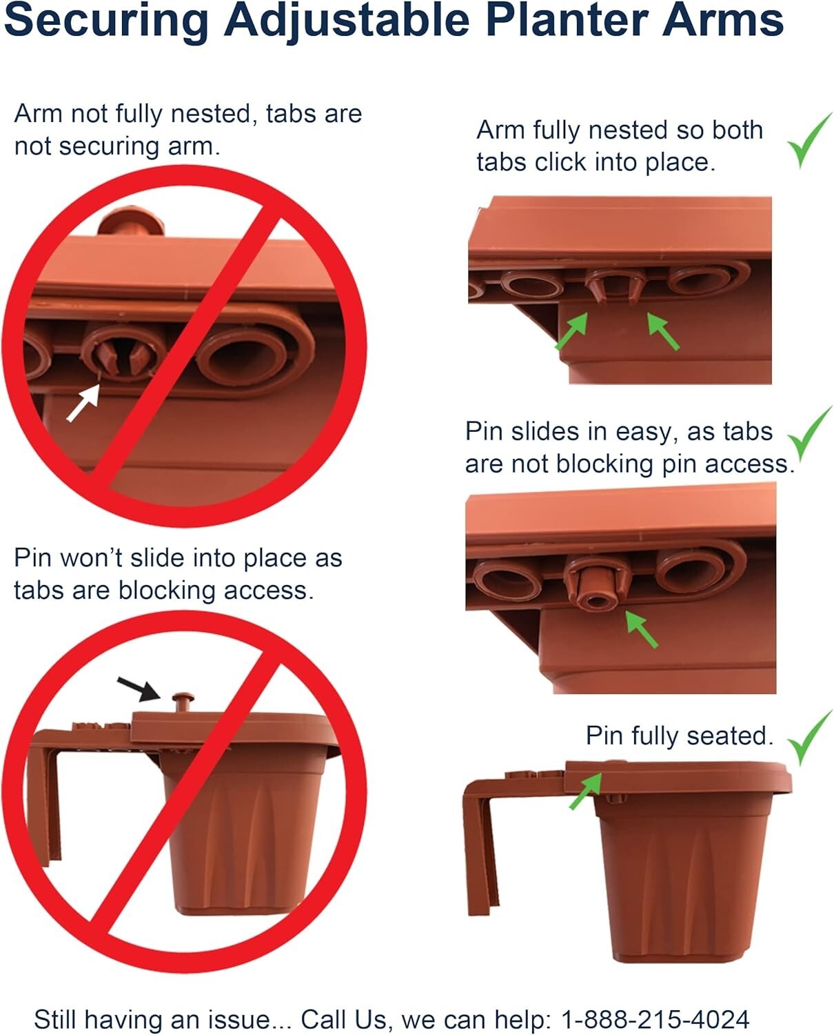 Outdoor Adjustable 24" Railing Planter - Fits Railings 1-4" Wide, Easy Setup