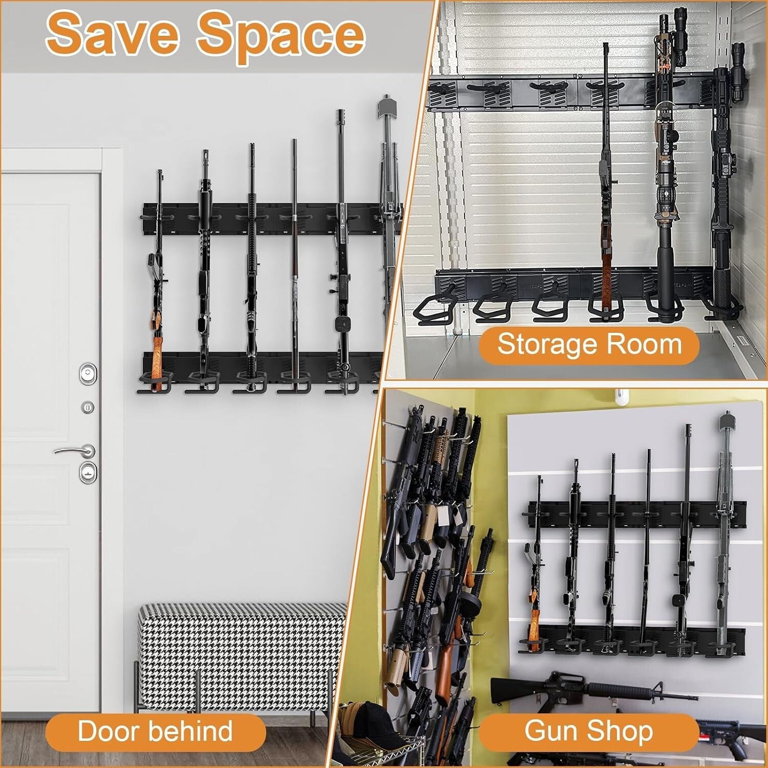 Heavy-Duty 12-Slot Adjustable Gun Rack – Artful Display for Firearm Enthusiasts