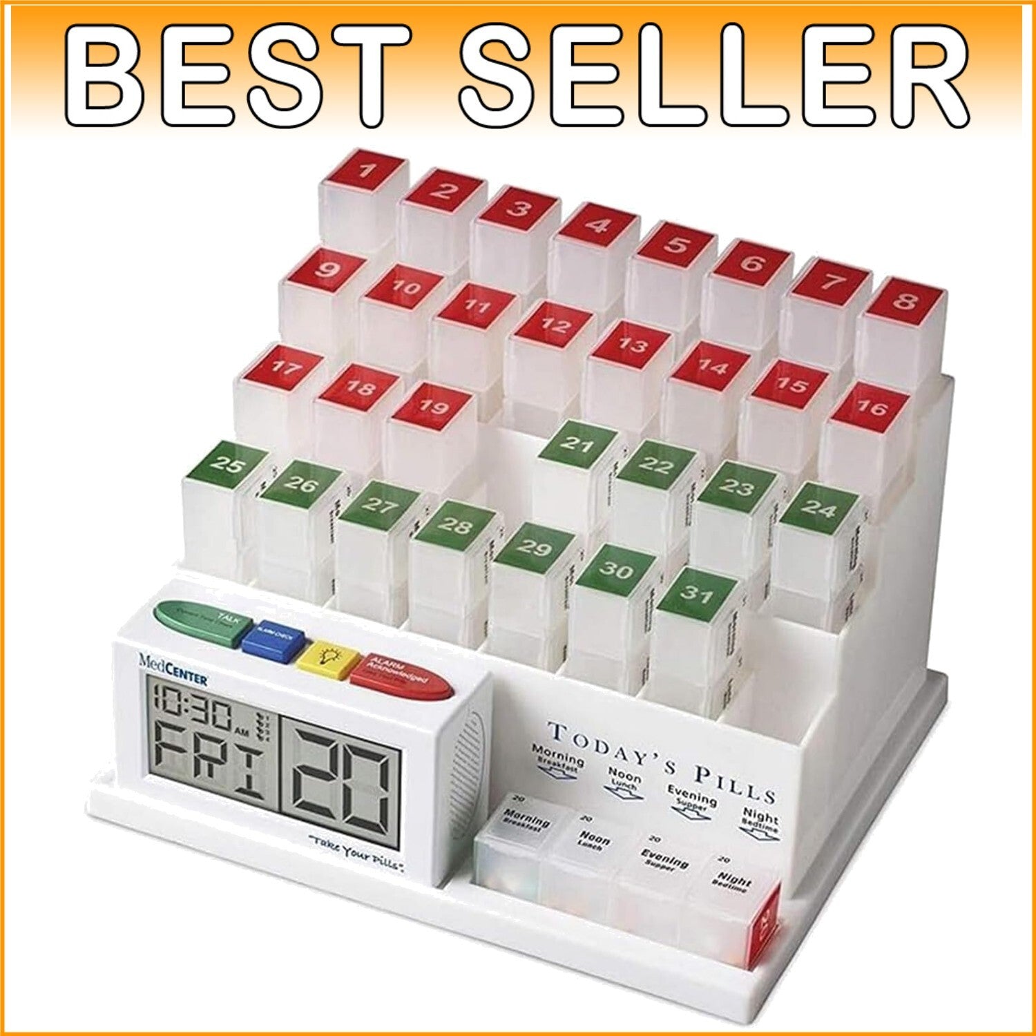 Smart 31-Day Pill Organizer with Voice Alarm for Daily Dose Reminder - Gift Idea