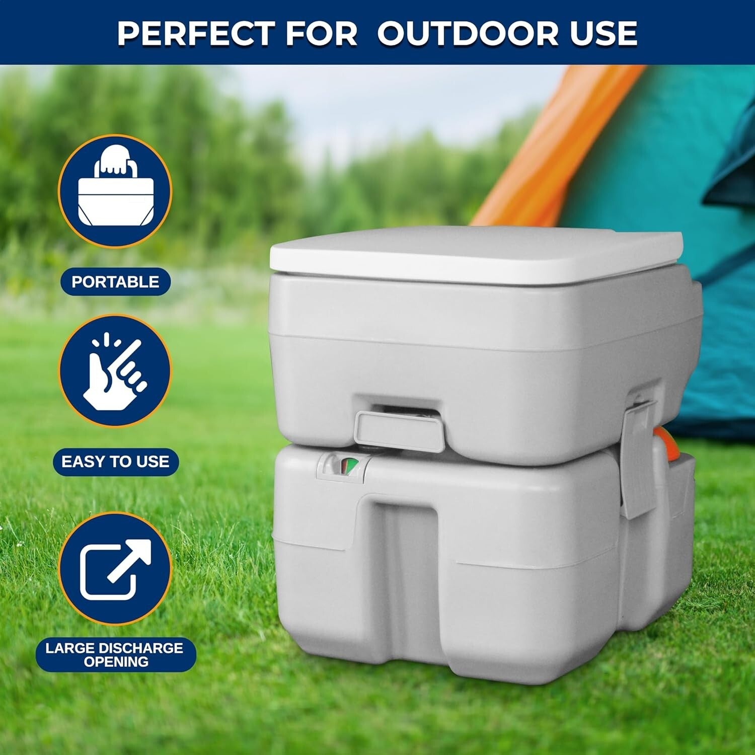 5.2-Gallon Leak-Proof Portable Camping Toilet - Ideal for Hiking & Boating