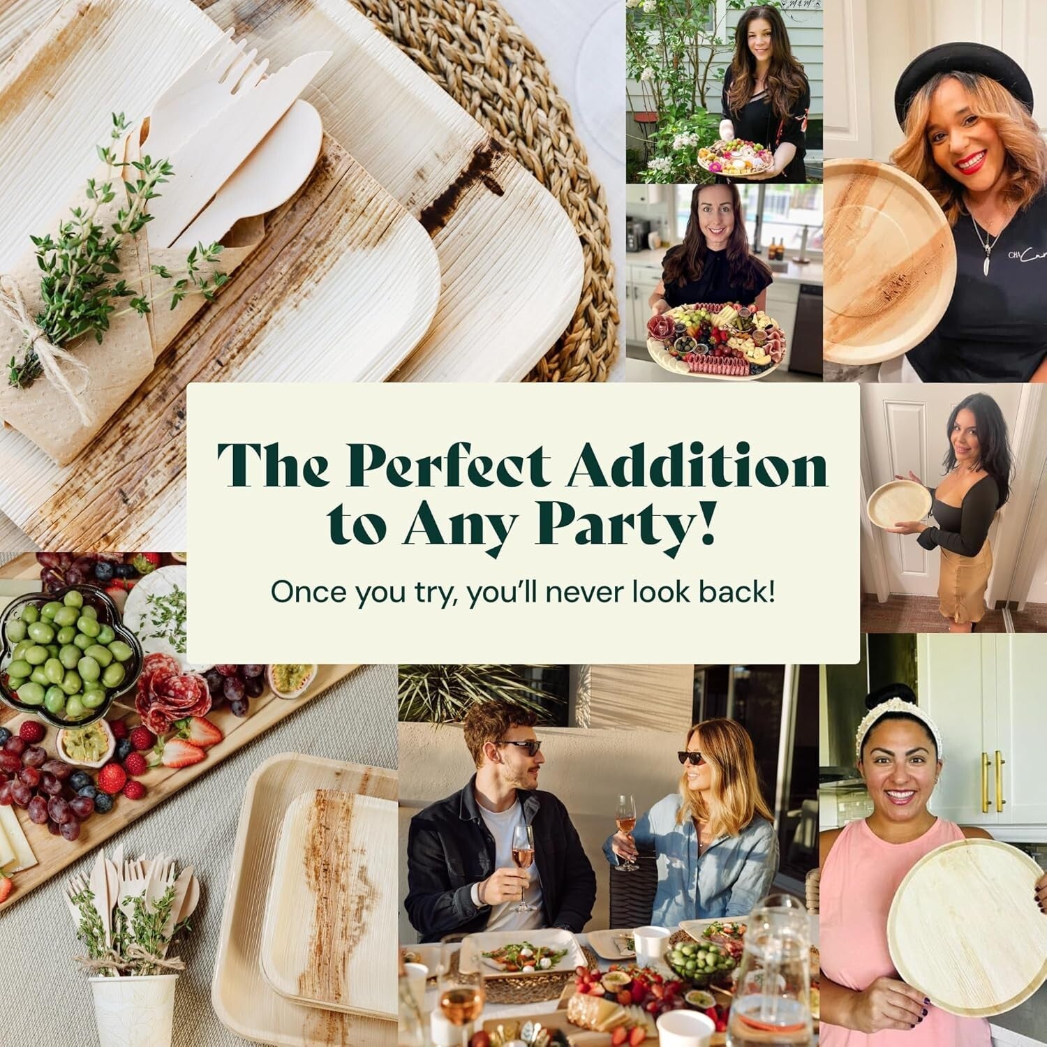 Compostable 10'' + 7'' Palm Leaf Dinner Plates - Eco-Friendly Party Essentials