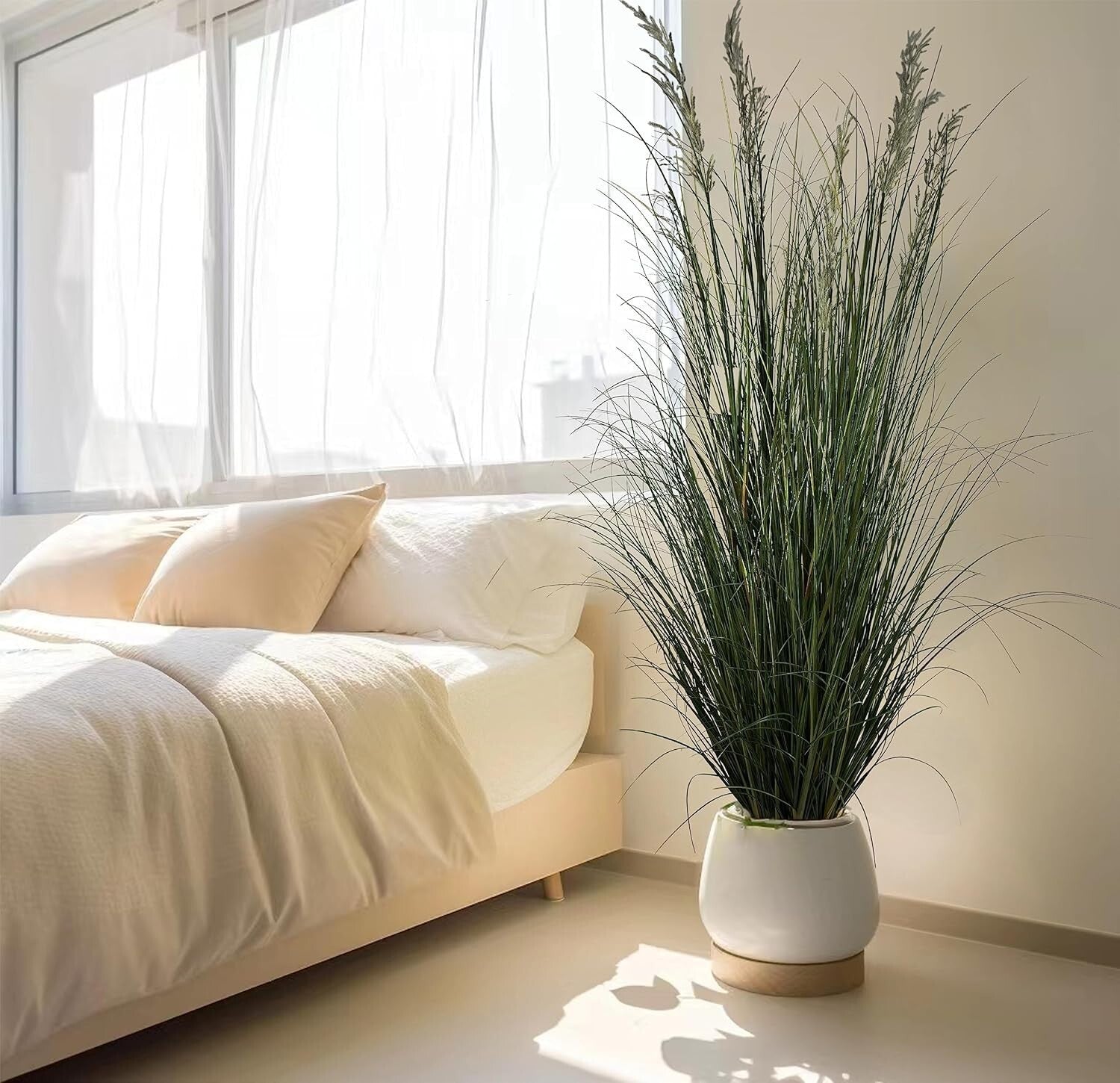 Tall Artificial Grass Plant 71in (Set of 2) in Durable Black Pots for Indoors