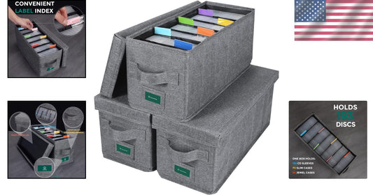 Premium CD Storage Solutions: Waterproof Fabric Case Holder with Labels, 3-Pack