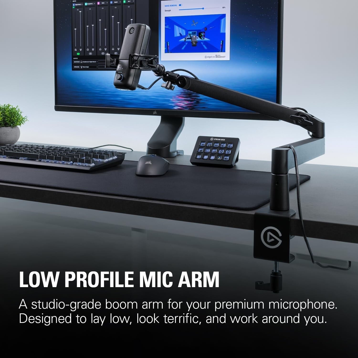 All-Metal Low Profile Mic Arm with 360-Degree Rotation for Professional Use