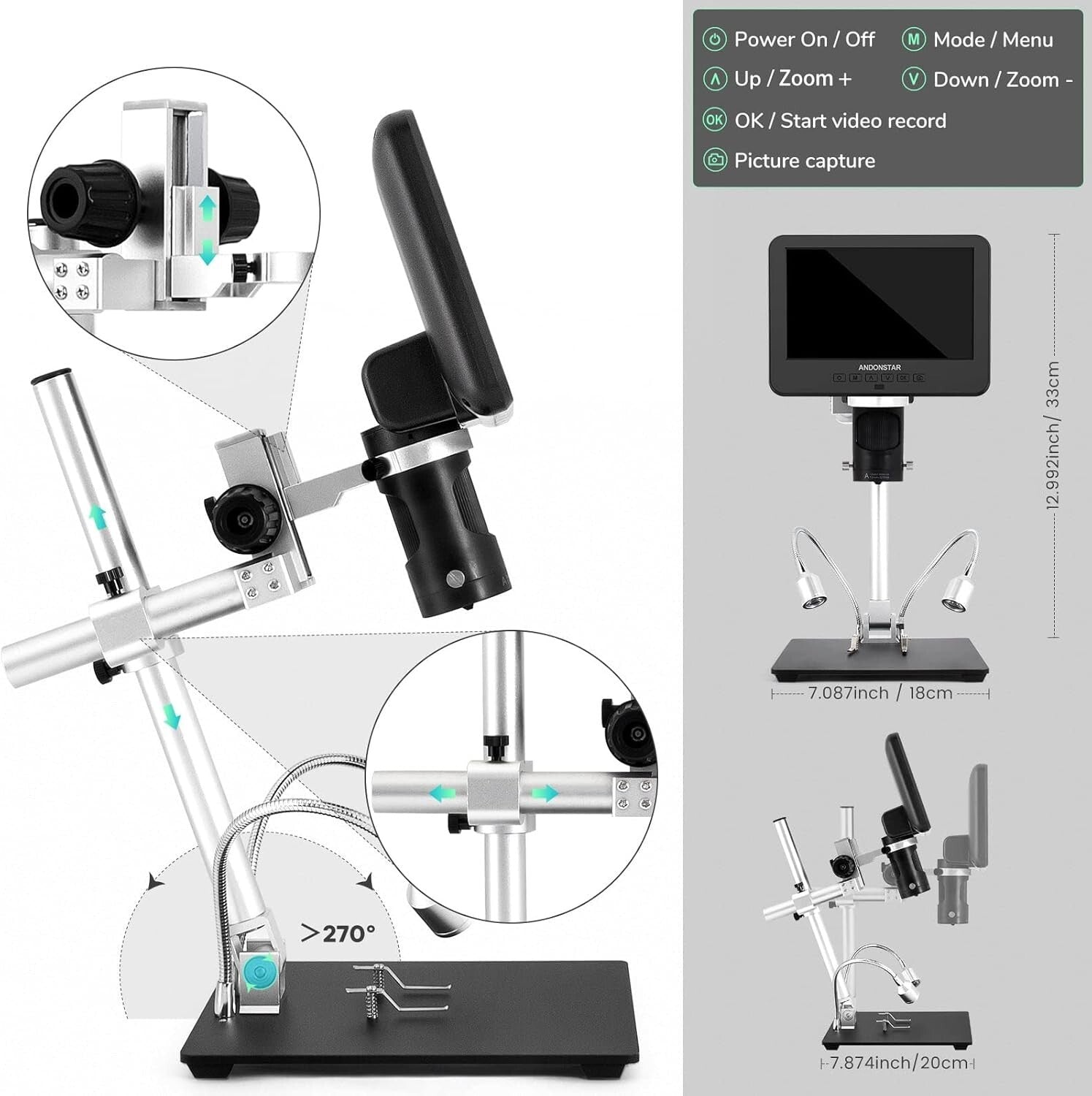 All-Purpose 2000x Microscope Kit with HD Video & LCD Display for Home & School