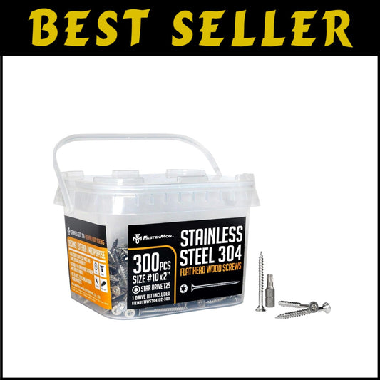 Versatile 300 PCS Stainless Steel Deck Screws - Flat Head with T25 Bit Included