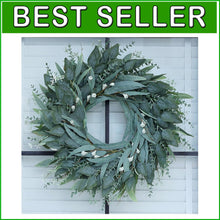 Load image into Gallery viewer, Vibrant 26-Inch Eucalyptus Wreath with White Accents for Porch and Windows