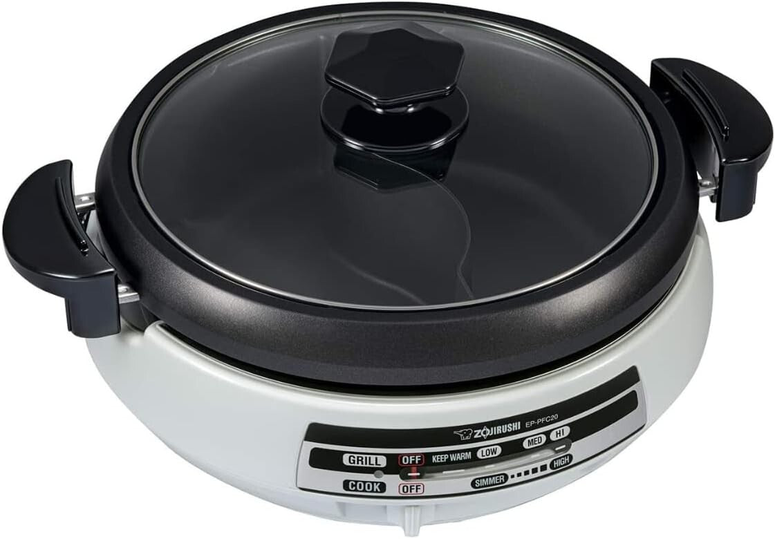 Nonstick Electric Skillet for Gas Stovetop - Dual Cooking Surface & Glass Lid