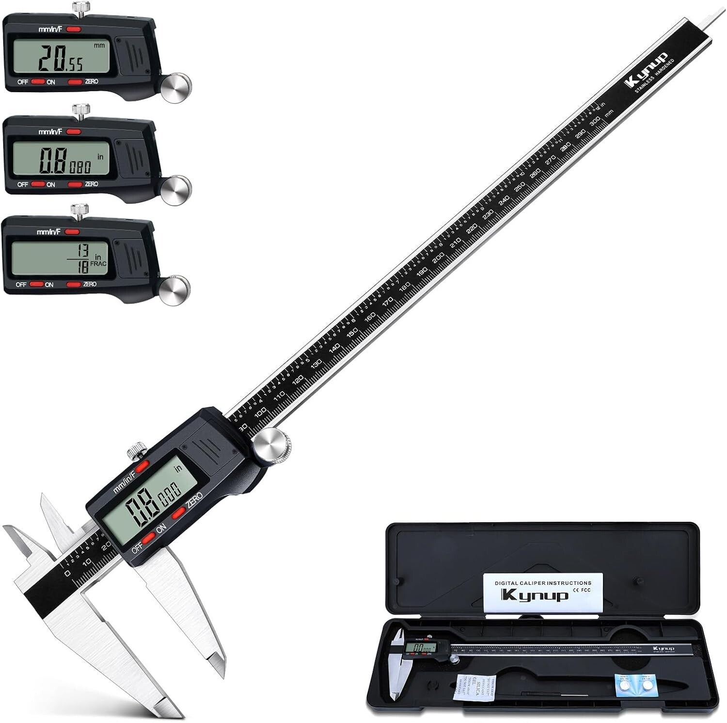 Professional-Grade 12-Inch Digital Caliper - Inch, Metric & Fraction Readings
