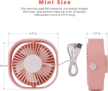 Load image into Gallery viewer, Portable Pink USB Desk Fan - 2 Piece Set with 3 Speed &amp; 360° Rotatable Design