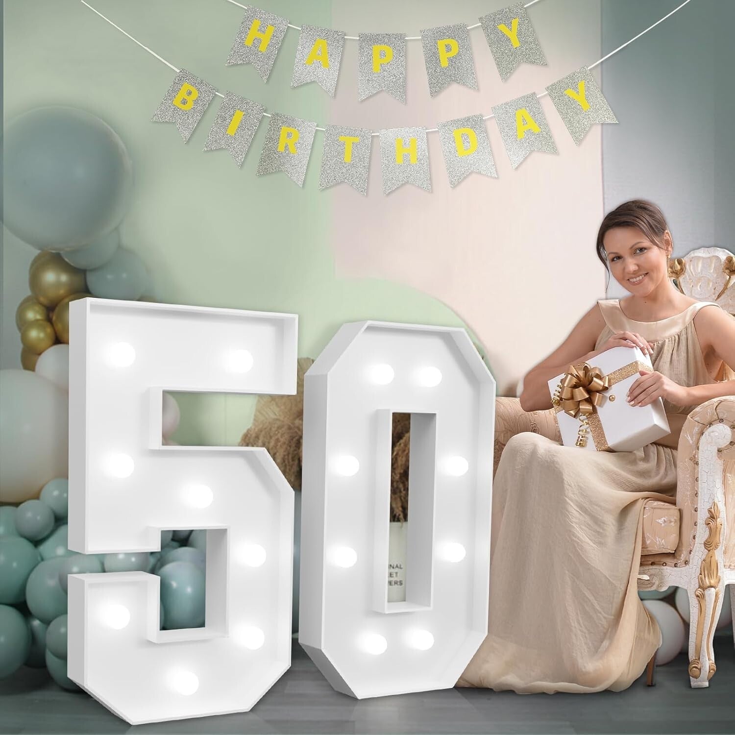 Large 3ft Light-Up Number 50: Perfect for Birthday and Anniversary Celebrations