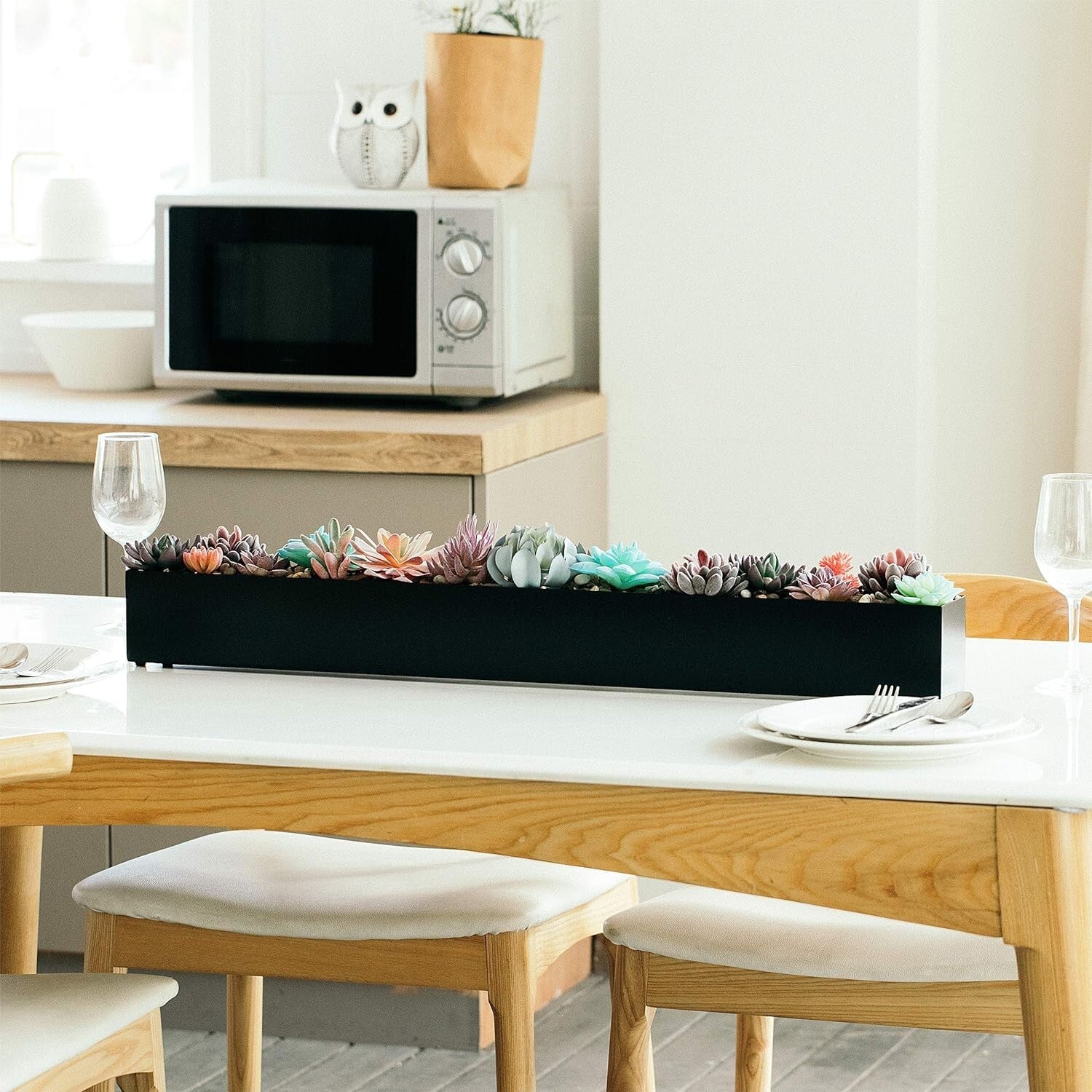 Durable 32" Rectangular Stainless Steel Planter - Versatile Indoor Decor