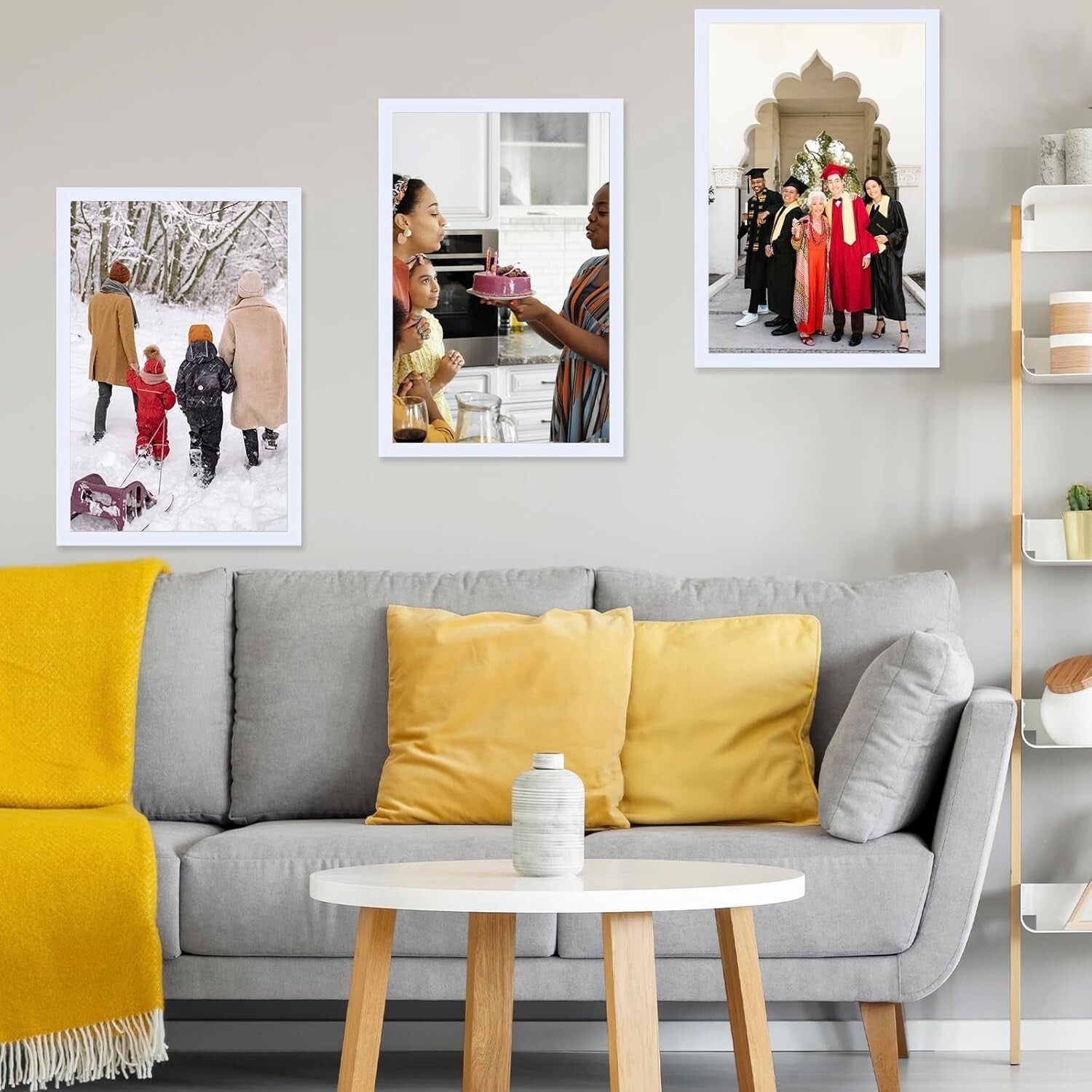 Elegant 22.375x34 White Photo Frame for Wall Art - Horizontal & Vertical Use