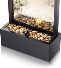 Load image into Gallery viewer, Stylish Lighted Waterfall Fountain - 72-Inch Mirror Fountain with River Rocks