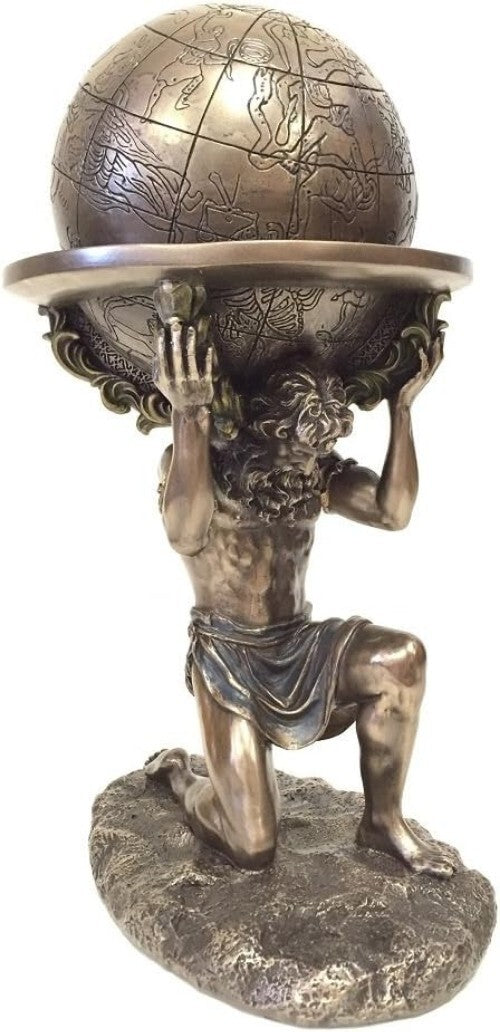Freestanding 9 Inch Greek Titan Atlas Statue in Beautiful Matte Bronze Finish