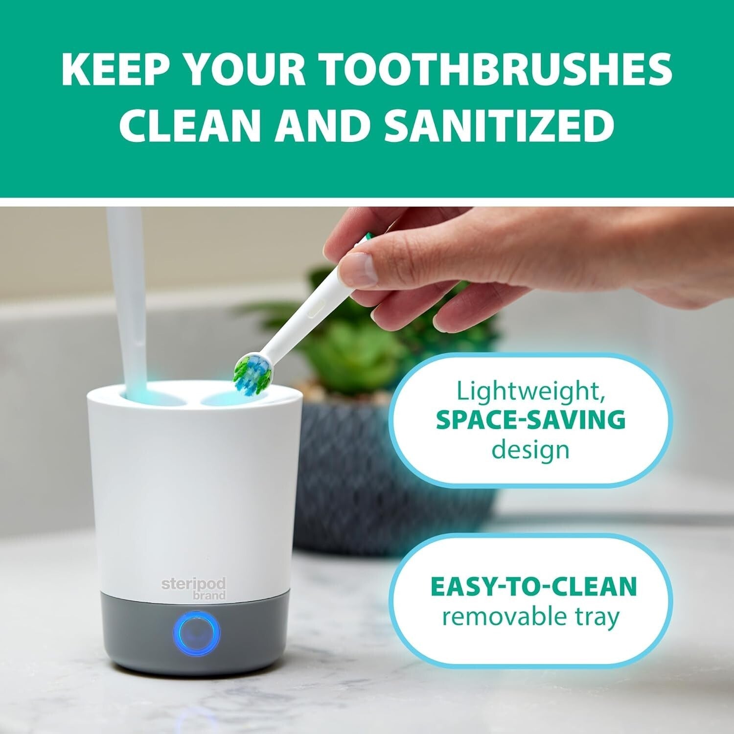 Compact UV Sanitizer for Toothbrushes - Fast Cleaning & Family-Friendly Design