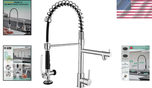 Heavy-Duty Chrome Single Handle Kitchen Faucet with High Arc & Pull Down Sprayer