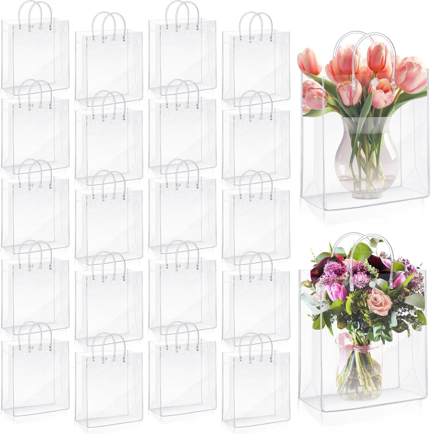 Sturdy Waterproof 13.8 x 11.8 Clear Tote Bags - Ideal for Parties & Gifts