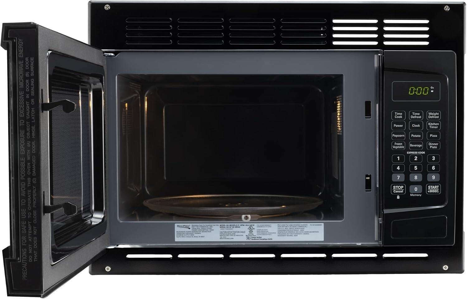 Energy-Efficient RV Microwave - 900W, Digital Control & Turntable Functionality