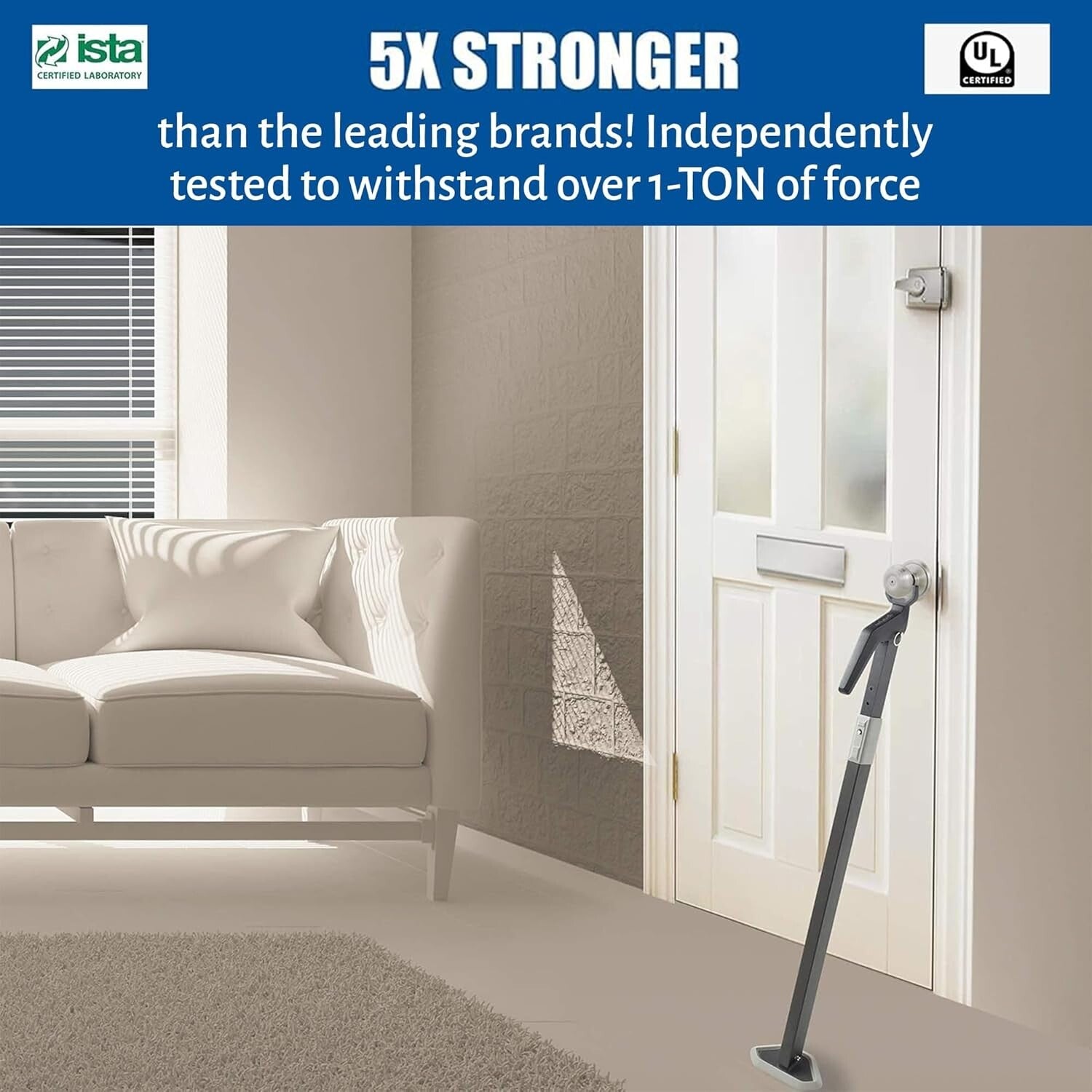 Multi-Surface Adjustable Door Security Bar - Protect Your Home Against Intruders