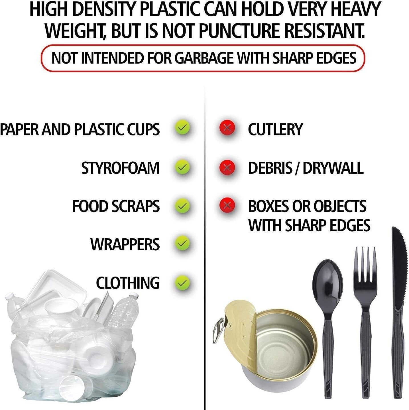 Cost-Effective 10 Gallon High Density Trash Bags - 1000 Count for Recycling