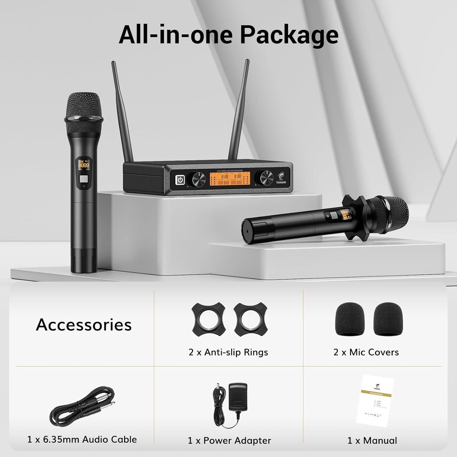 All-Metal Wireless Karaoke Microphone Set - Crystal Clear Sound for Any Occasion