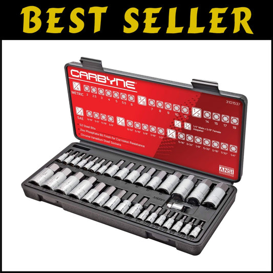 33-Piece Hex Socket Set with Chrome Vanadium and S2 Alloy Steel Construction