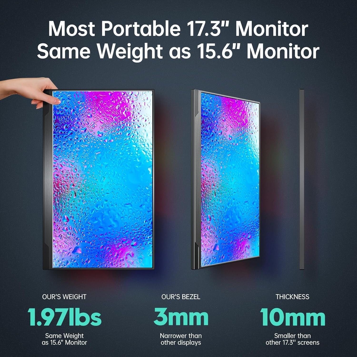 17.3-Inch FHD Portable Gaming Monitor - USB-C, HDR, FreeSync & Built-in Speakers