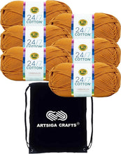 Load image into Gallery viewer, 6 Skeins of 24/7 Cotton Amber Yarn with Project Bag for Knitting &amp; Crocheting